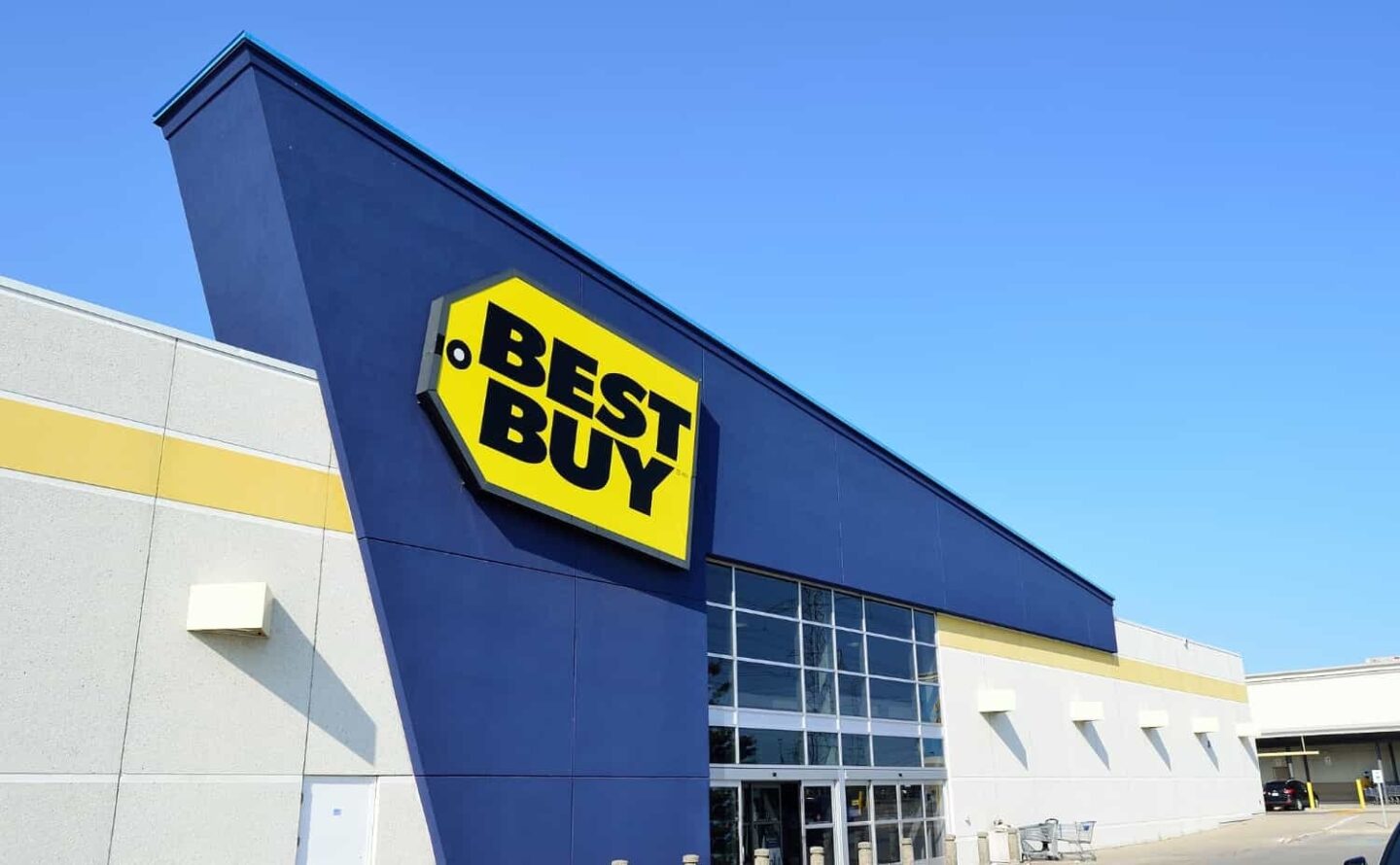 Exterior photo of a BestBuy store.