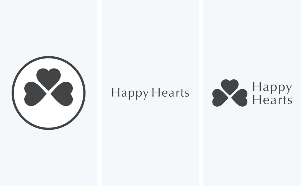 Three views of one logo: symbol-only, text-only, and text and symbol.