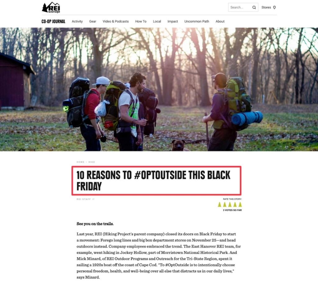 REI wants people to spend time outside exploring nature.